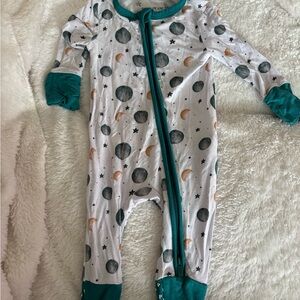 Posh Peanut Teal and White Celestial Kids One Piece